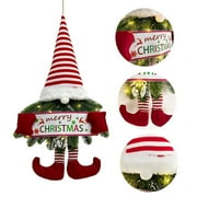 XTEILC Wreath, Pine NEedle Santa Claus Dwarf Red